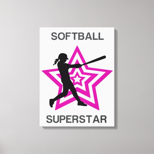 Girls Softball Superstar Canvas Afdruk (Voorkant)