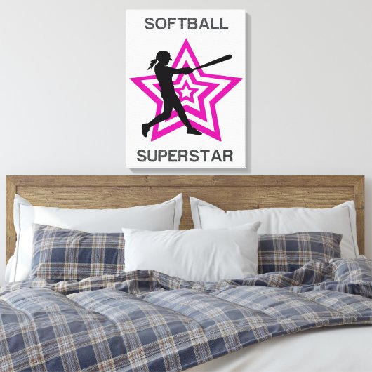 Girls Softball Superstar Canvas Afdruk (Insitu (Slaapkamer))