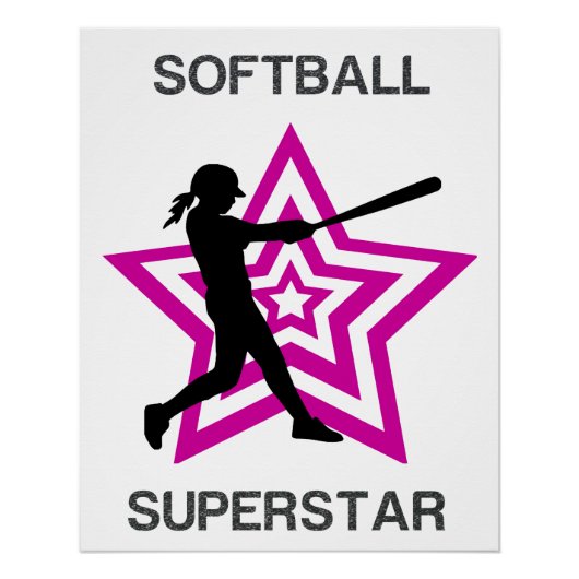 Girls Softball Superstar Perfect Poster (Voorkant)