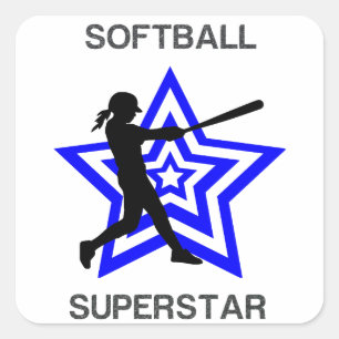 Girls Softball Superstar Vierkante Sticker