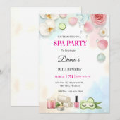 Girls Spa Birthday Party Invitation | Pamper Party Kaart (Voorkant / Achterkant)