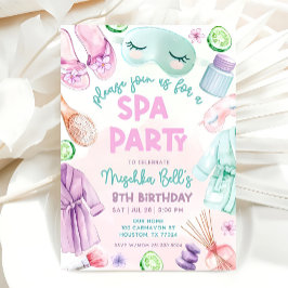 Girls Spa Birthday, Spa Party Birthday Glam Party Kaart