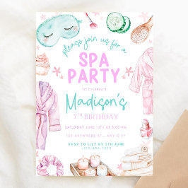 Girls Spa Birthday, Spa Party Birthday Invitation, Kaart