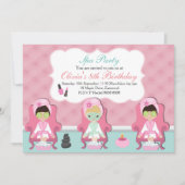 Girls Spa Invitation Pamper party Invite Kaart (Voorkant)