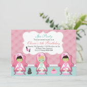 Girls Spa Invitation Pamper party Invite Kaart (Staand voorkant)
