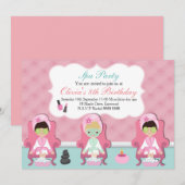 Girls Spa Invitation Pamper party Invite Kaart (Voorkant / Achterkant)