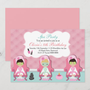 Girls Spa Invitation Pamper party Invite Kaart