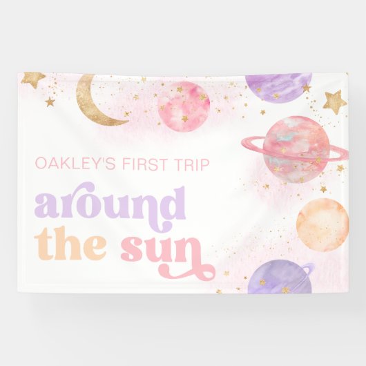Girl's Space Party Banner (Horizontaal)