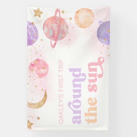 Girl's Space Party Banner (Verticaal)