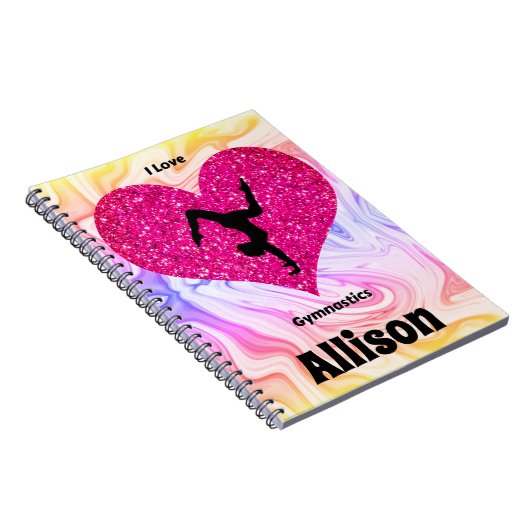 GIRLS SPARKLE PERSONALIZED GYMNASTICS NOTEBOOK NOTITIEBOEK (Rechterzijde)