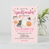 Girls Spooktacular Halloween Birthday Party Kaart (Staand voorkant)