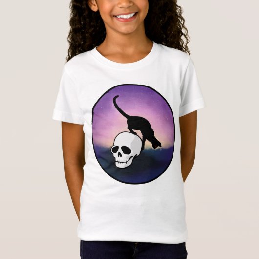 GIRLS SPOOKY SKULL CAT T-SHIRT (Voorkant)