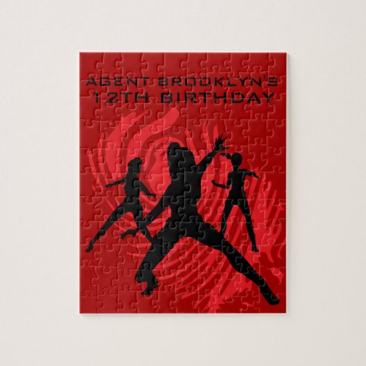 Girls Spy Party Red Fingerprint Legpuzzel (Verticaal)