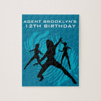 Girls Spy Party Teal Fingerprint Legpuzzel