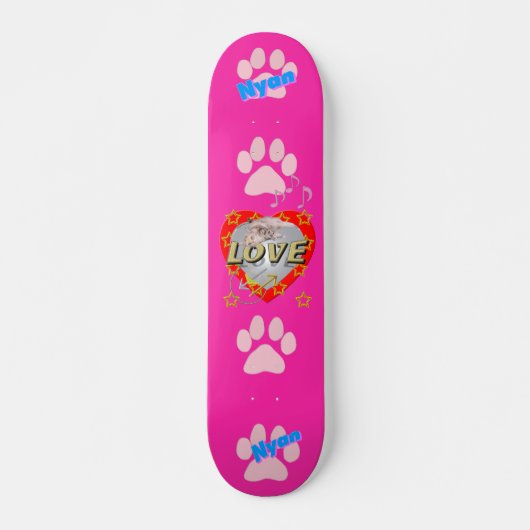 Girls Star ♡ LOVE Nyan Pink Persoonlijk Skateboard (Voorkant)