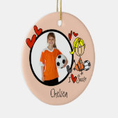 Girls Stick Figuur Soccer Photo Ornament (Rechts)