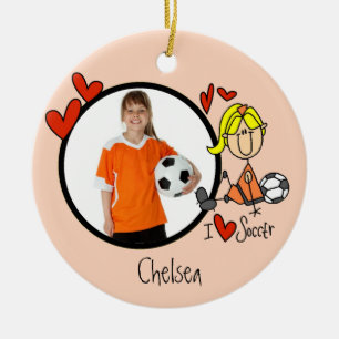 Girls Stick Figuur Soccer Photo Ornament