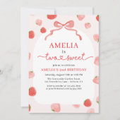 Girl's Strawberry Two Sweet Bow 2e verjaardag Kaart (Voorkant)