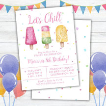 Girls Summer Let's Chill Popsicle Birthday
