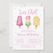 Girls Summer Let's Chill Popsicle Birthday Kaart (Voorkant)