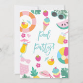Girls Summer Pool Party Birthday Invitation Kaart (Achterkant)