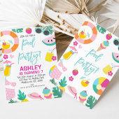 Girls Summer Pool Party Birthday Invitation Kaart