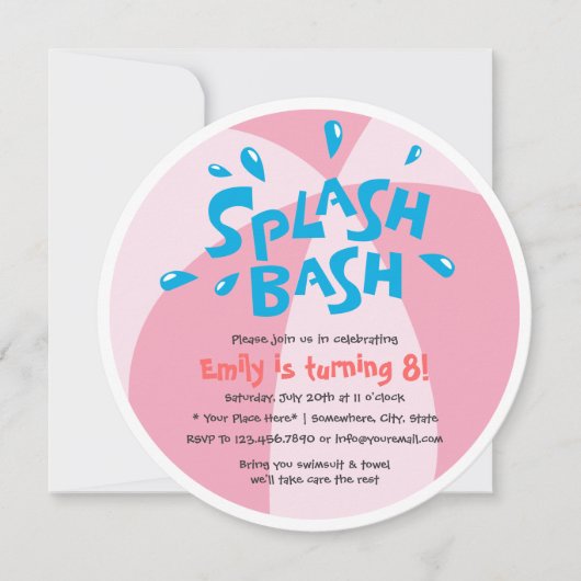 Girls Summer Splash Pool Birthday Kaart (Voorkant)