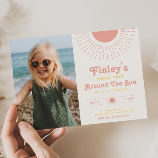 Girl's Sun Birthday Invitation | Foto Sun Kaart