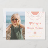 Girl's Sun Birthday Invitation | Foto Sun Kaart (Voorkant)