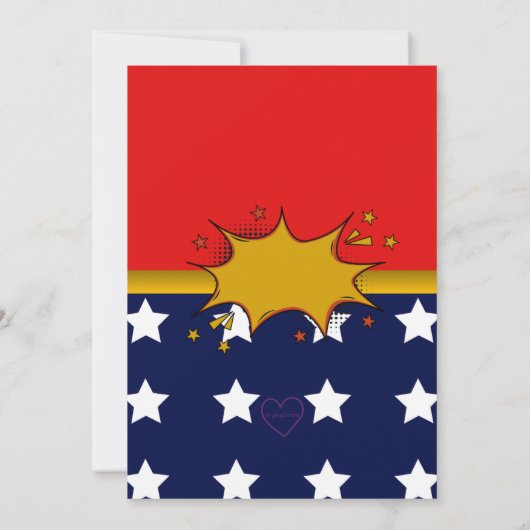 Girls Superhero Red, Blue, Gold & Stars Birthday  Kaart (Achterkant)