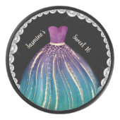 Girls Sweet 16 Ombre Dress en Rhinestones Hockey Puck (Voorkant)