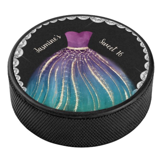 Girls Sweet 16 Ombre Dress en Rhinestones Hockey Puck (3/4)