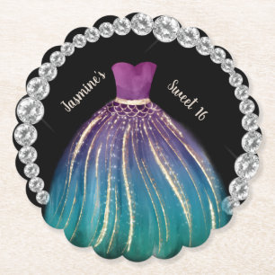 Girls Sweet 16 Ombre Dress en Rhinestones Kartonnen Onderzetters