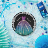 Girls Sweet 16 Ombre Dress en Rhinestones Papieren Bordje (Feest)