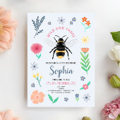 Girls Sweet Bee Wildflower Wild and Three Birthday Kaart