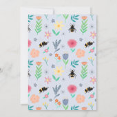 Girls Sweet Bee Wildflower Wild and Three Birthday Kaart (Achterkant)