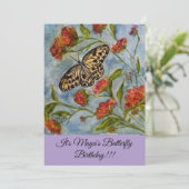 Girls Sweet Butterfly Birthday Invitation Kaart (Staand voorkant)