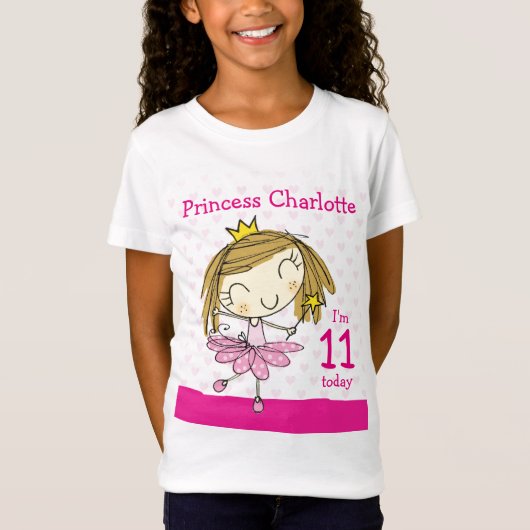 GIRLS T-SHIRT Age 11 prinses 11th Birthday (Voorkant)