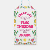 Girls Taco Twosday Floral Fiesta 2e verjaardag Cadeaulabel (Voorkant)