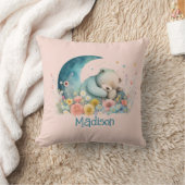 Girls Teddy Bear Wildflower Moon Gepersonaliseerd Kussen (Deken)