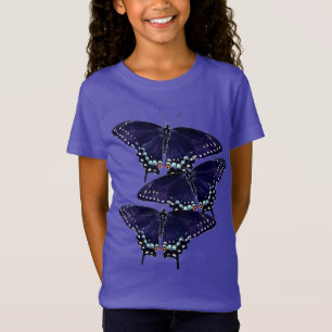 Girl's Tee Shirt Paarse/Zwarte Swallowtails