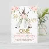 Girl's Teepee Wild One First Birthday Invitation Kaart (Staand voorkant)