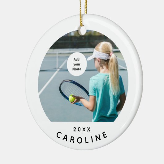 Girls Tennis Player Photo Afbeelding Name Year Dat Keramisch Ornament (Links)