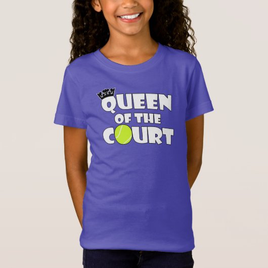 Girls Tennis Queen of the Court Cute Tennis Player T-shirt (Voorkant)
