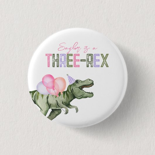 Girl's Three-Rex Party Button (Voorkant)