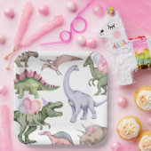 Girl's Three-Rex Party Papieren Borden Papieren Bordje (Feest)