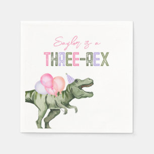 Girl's Three-Rex Party Papieren servetten