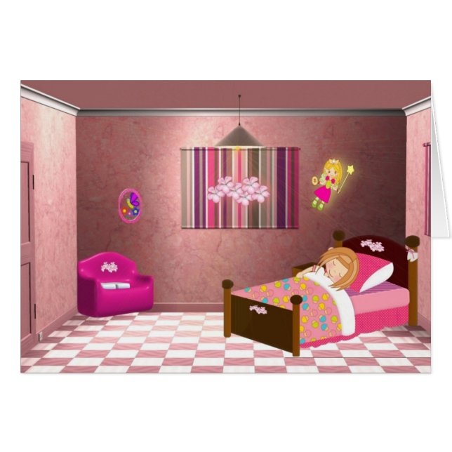 Girls Tooth Fairy Card (Voorkant Horizontaal)