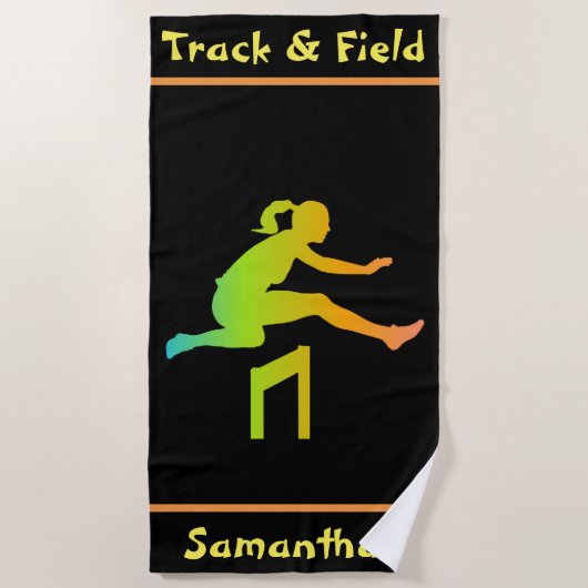 Girls Track en Field Beach Towel Strandlaken (Voorkant)