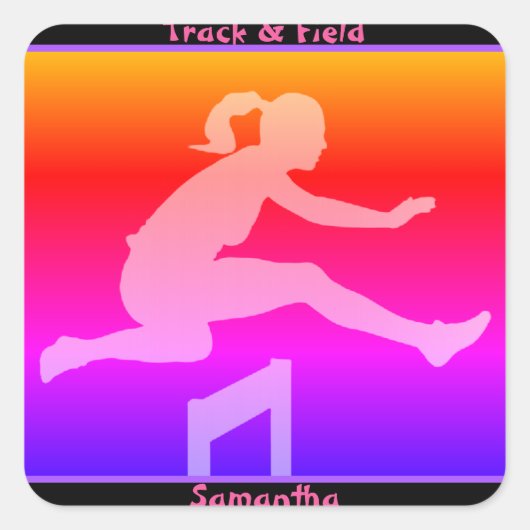Girl's Track en Field Vierkante Sticker (Voorkant)